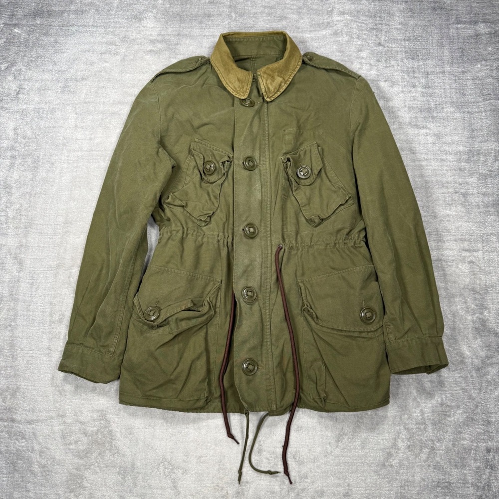 Military Field Jacket Womans Large Olive Green Combat GS MK II Corduroy Collar
